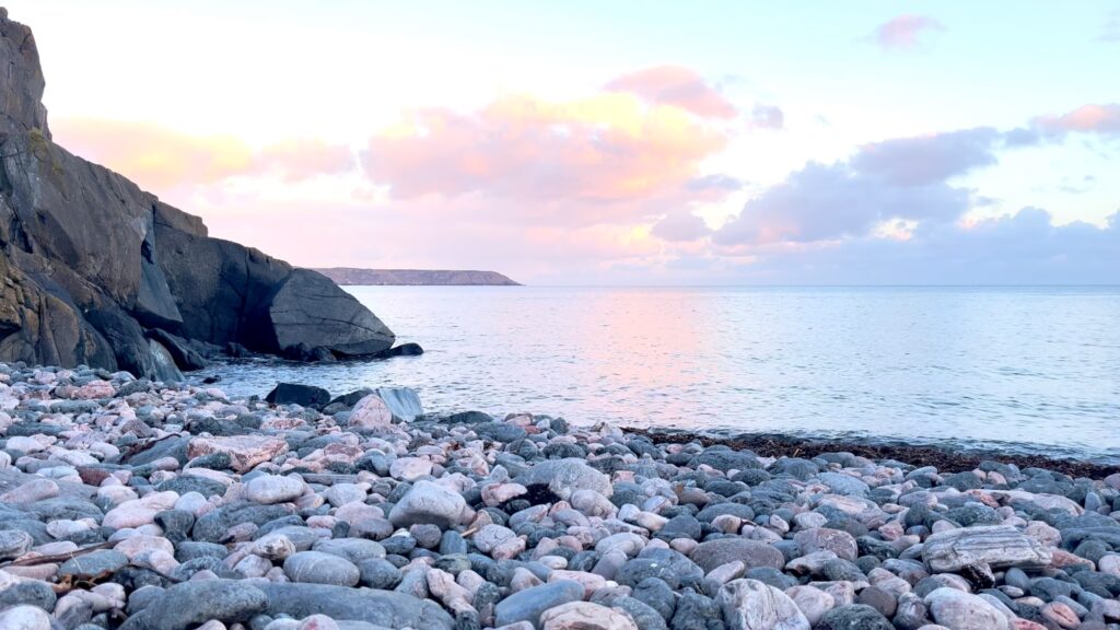 Coastal sunset view at Poltesco, Cornwall