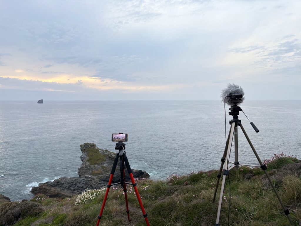 Filming the coast at Trevellas, St Agnes