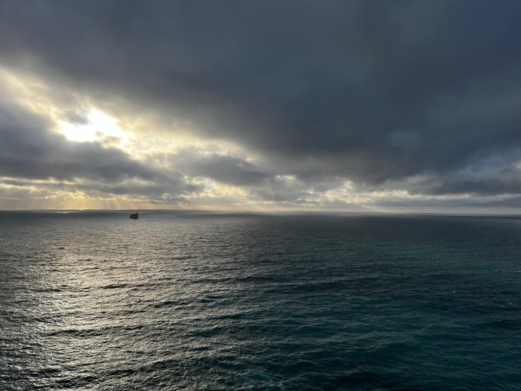 Dark clouds over the sea near St Agnes, Cornwall