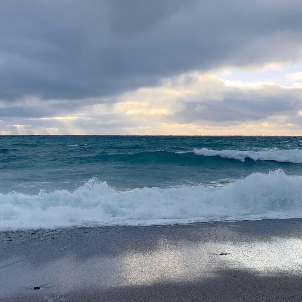 Waves and a stormy sky
