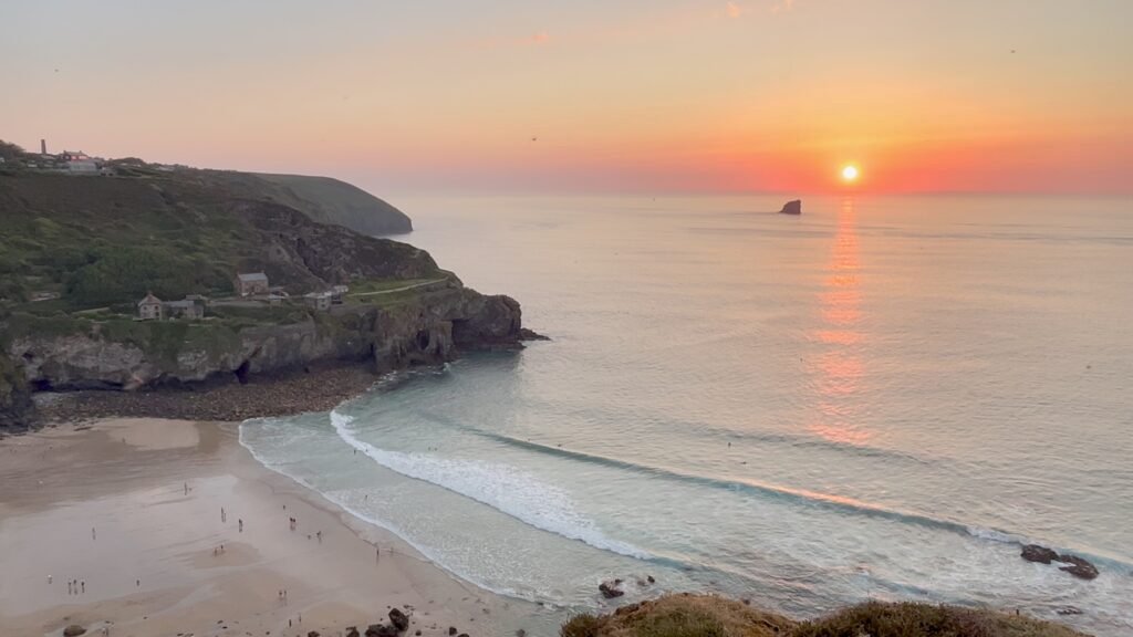 Summer sunset at Trevaunance Cove, St Agnes, Cornwall