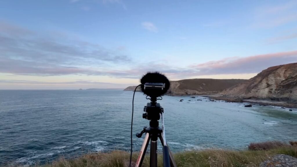 Field recording the sounds of St Agnes, Cornwall
