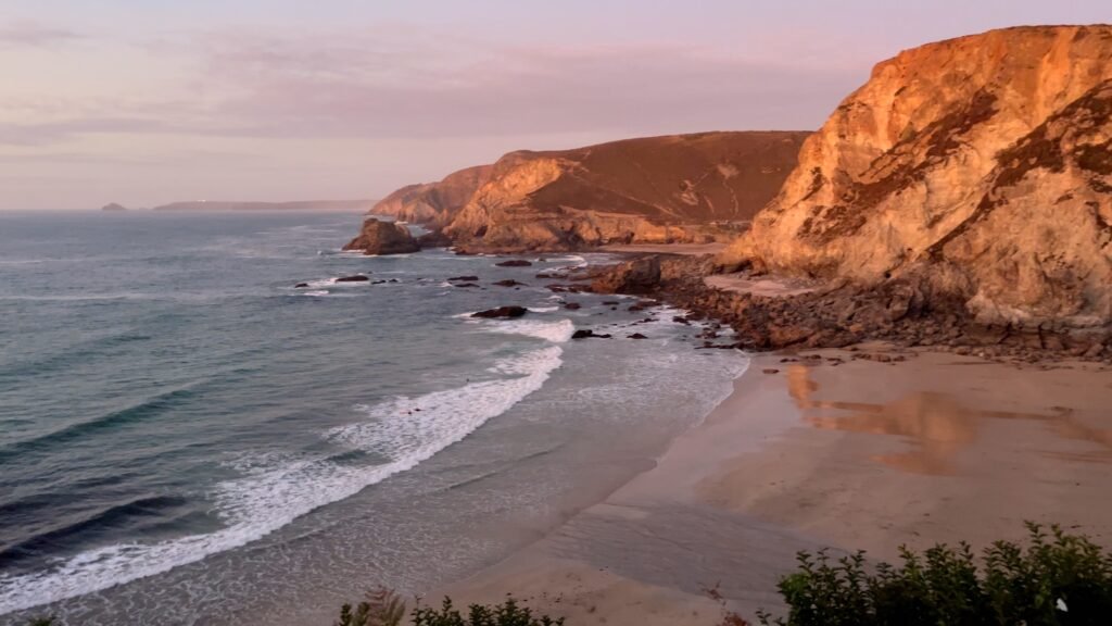 Golden light over Trevaunance Cove, St Agnes, Cornwall